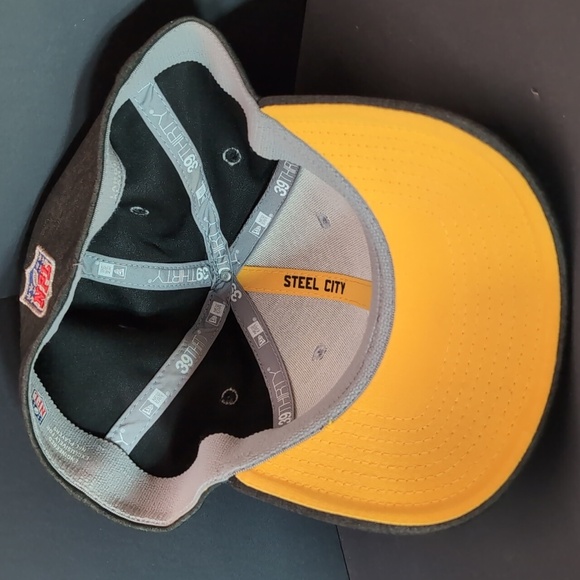New Era,NFL, Pittsburgh Steelers Men's Gray, Yellow Fitted Hat,L/XL. - Picture 6 of 10